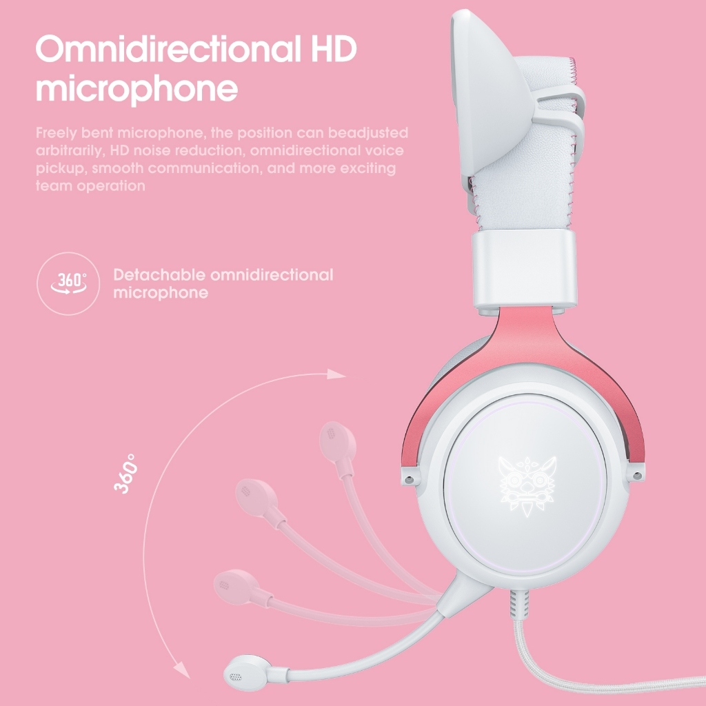 Tai nghe Gaming tai mèo ONIKUMA X10  - Cắm dây jack 3.5mm - Đèn led RGB magic - Micro giảm ồn