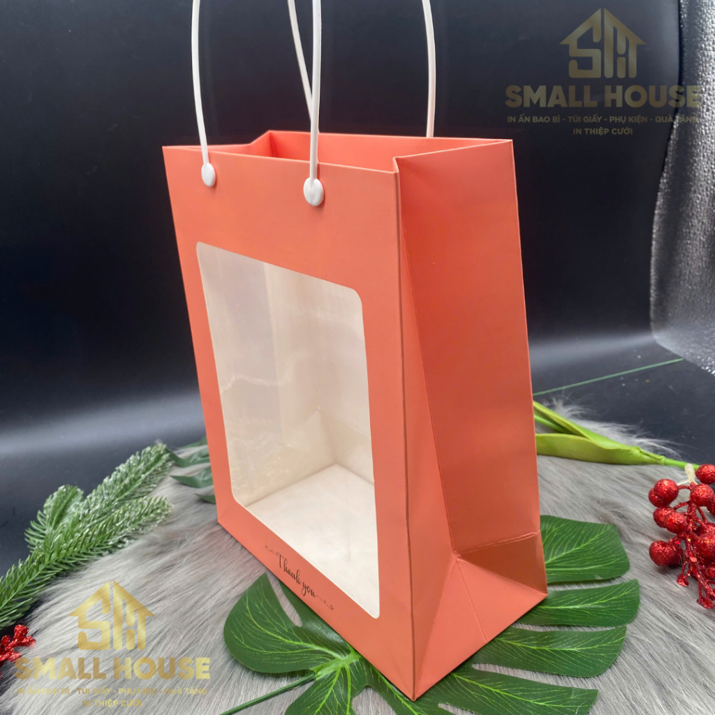 set 5 Túi giấy mặt kính mica đựng yến, saffron, hoa khô, quà tặng