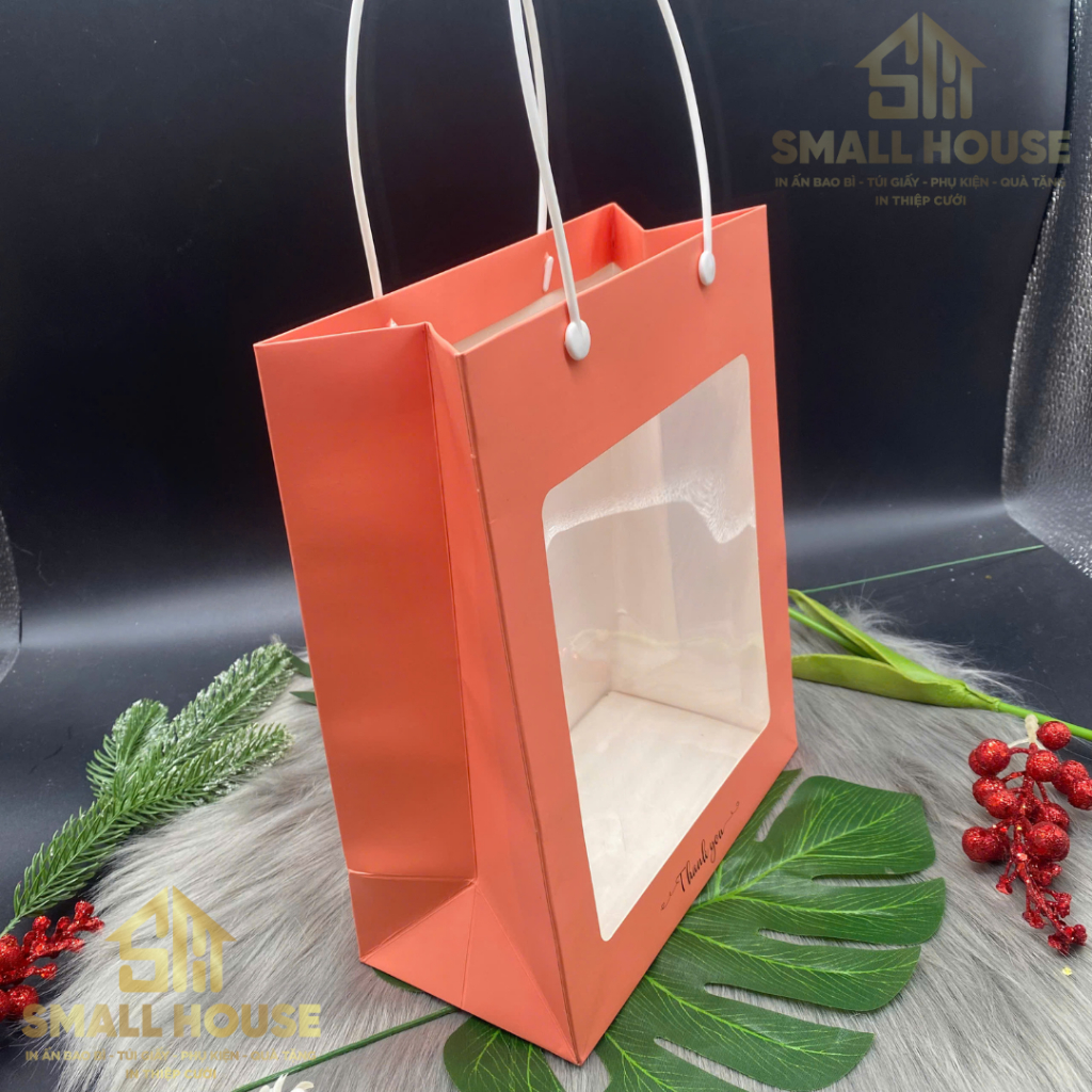 set 5 Túi giấy mặt kính mica đựng yến, saffron, hoa khô, quà tặng