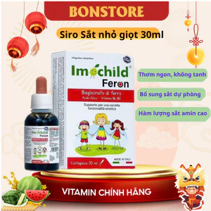 Siro Sắt Dạng Nhỏ Giọt Feron Imochild Giúp Bổ Sung Hỗ Trợ Tái Tạo Hồng Cầu Cho Trẻ Thiếu Máu Lọ 30ml