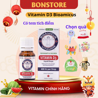 Vitamin D3 BioAmicus Giúp Phát Triển Hệ Xương Và Răng Cho Trẻ Nhỏ Tăng Cường Hệ Miễn Dịch Lọ 10ml