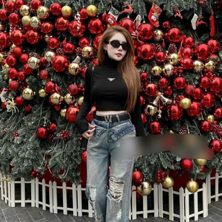 Áo Giữ Nhiệt Nót Nỉ Cổ Lọ Dáng Ôm BODY nữ Tag Nổi Bật  NEW