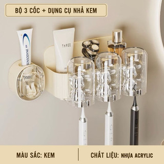 kệ treo bàn chải đánh răng cốc trong suốt hình gấu,bộ nhả kem đánh răng nhà tắm gấu bạc