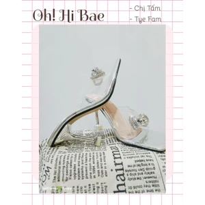 Guốc cao gót quai trong đính hạt