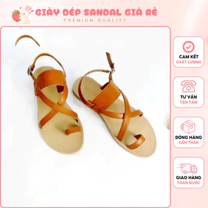 Giày Sandal Nữ Thời Trang Học Sinh Dép Xỏ Ngón Nữ Quai Chéo Đan Dây Kẹp Da Mềm Đế Chống Trơn Trượt
