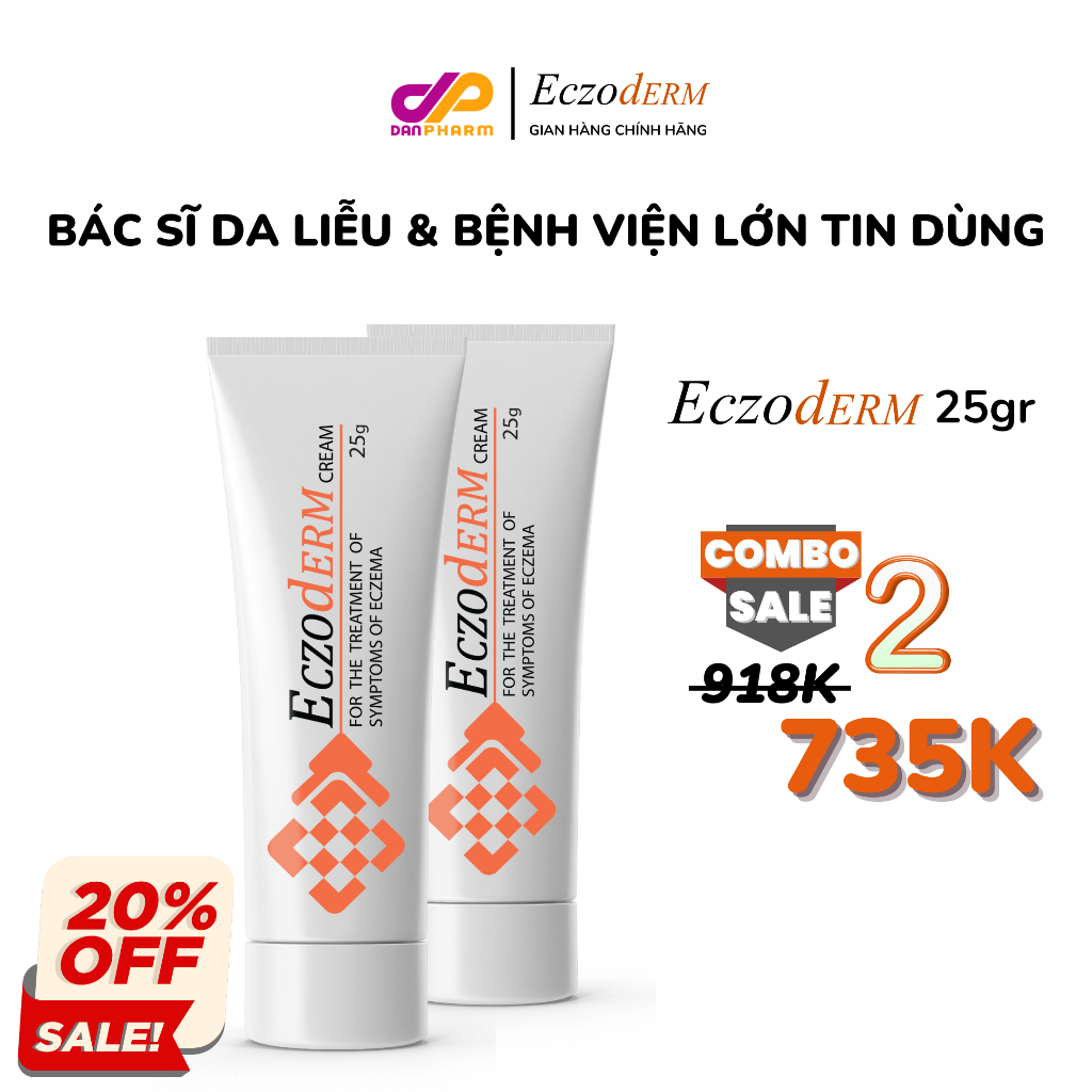 Combo 2 Kem Eczoderm Bôi Viêm Nang Lông, Viêm Da Cơ Địa, Chàm Sữa Trẻ Em, Chính Hãng DanPharm Israel