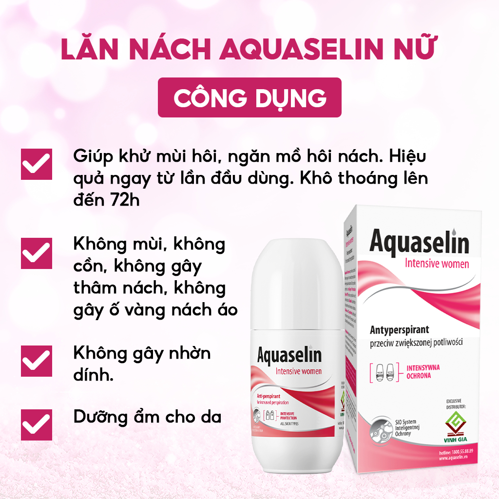 Ảnh Lăn Nách Dành Cho Nữ AQUASELIN Intensive Women Giúp Giảm Mùi Hôi, Khô Thoáng Nách 50ml 4