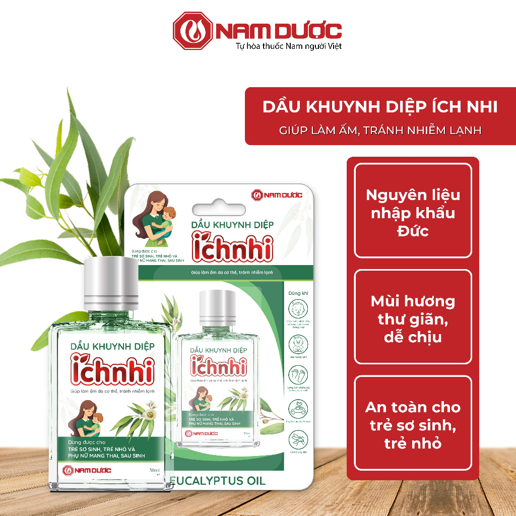 Ảnh Dầu Khuynh Diệp Ích Nhi chai 30ml giúp làm ấm, tránh cảm, an toàn cho trẻ sơ sinh, phụ nữ mang thai và cho con bú 1