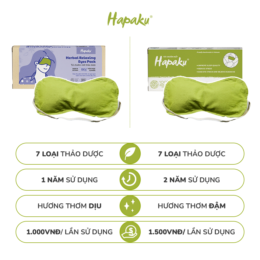 Ảnh Túi Chườm Mắt Thảo Dược Hapaku, Giảm Nhức Mỏi Mắt, Thư Giãn Ngủ Ngon 2