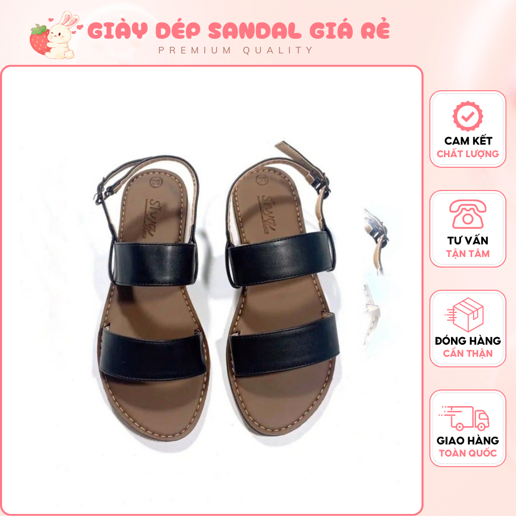 Giày Sandanl Nữ Thời Trang Học Sinh Xăng Đan Quai Ngang Chất Liệu Da Mềm Đi Lên Chân Siêu Êm Size 25-40
