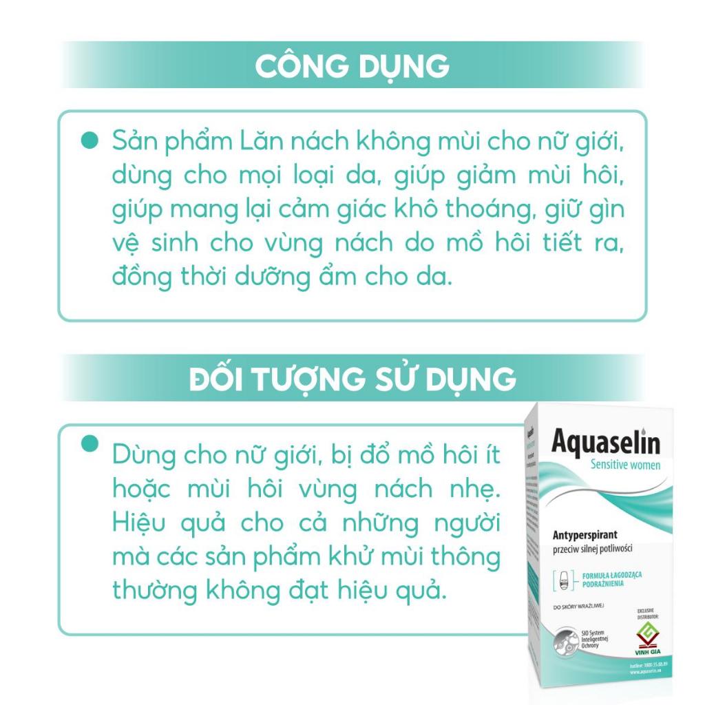 Ảnh Lăn Khử Mùi AQUASELIN Nữ Nhẹ Sensitive Women Giảm Mùi Hôi, Khô Thoáng Nách  - 50ml 4