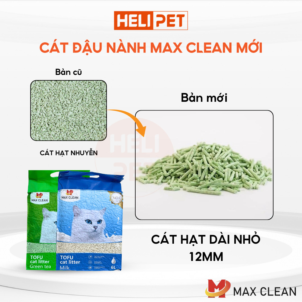 Ảnh Cát Đậu Nành Max Clean Cát Tofu Vệ Sinh Cao Cấp Cho Mèo Siêu Vón Cục Không Bụi HeLiPet 2
