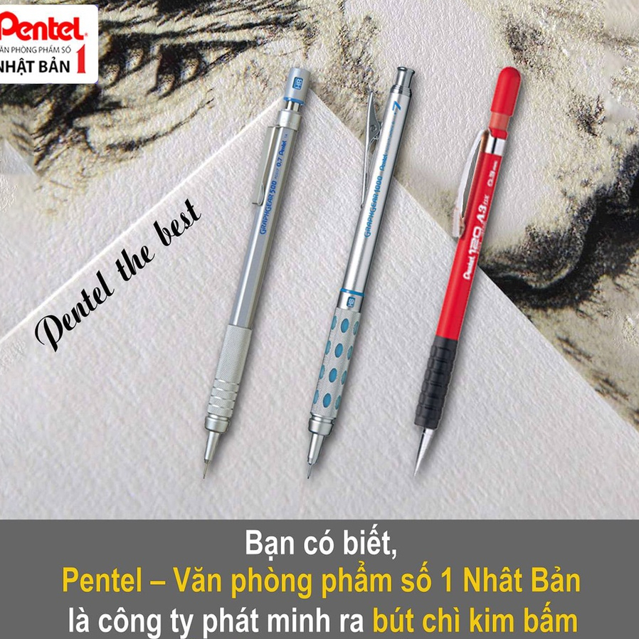 Ảnh Bút Chì Cơ Khí Pentel PG500 – Bút Chì Bấm Kỹ Thuật 0.3/0.5/0.7mm, Thân Kim Loại, Nét Chuẩn 4