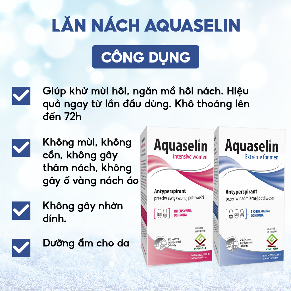 Ảnh Lăn Nách AQUASELIN Nam riêng, Nữ Riêng Giúp Giảm Mùi Hôi, Khô Thoáng Nách 50ml 87/120 2