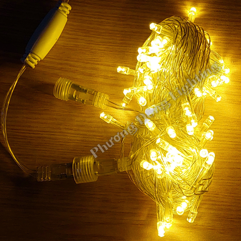 Dây đèn LED Trang trí Noel 10m - 77 Bóng KHÔNG CHỚP có đầu cắm nối Tròn Kín Nước Tuyệt Đối