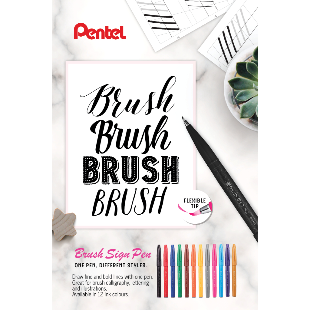 Ảnh Bút Thư Pháp Pentel Brush Sign SES15 24 Màu Cơ Bản 3