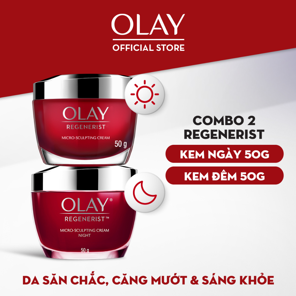 Ảnh Combo 2: Kem Dưỡng Ẩm OLAY REGENERIST Ngày & Đêm Căng Mướt, Sáng Khỏe & Phục Hồi Dấu Hiệu Lão Hóa 50G X2 2