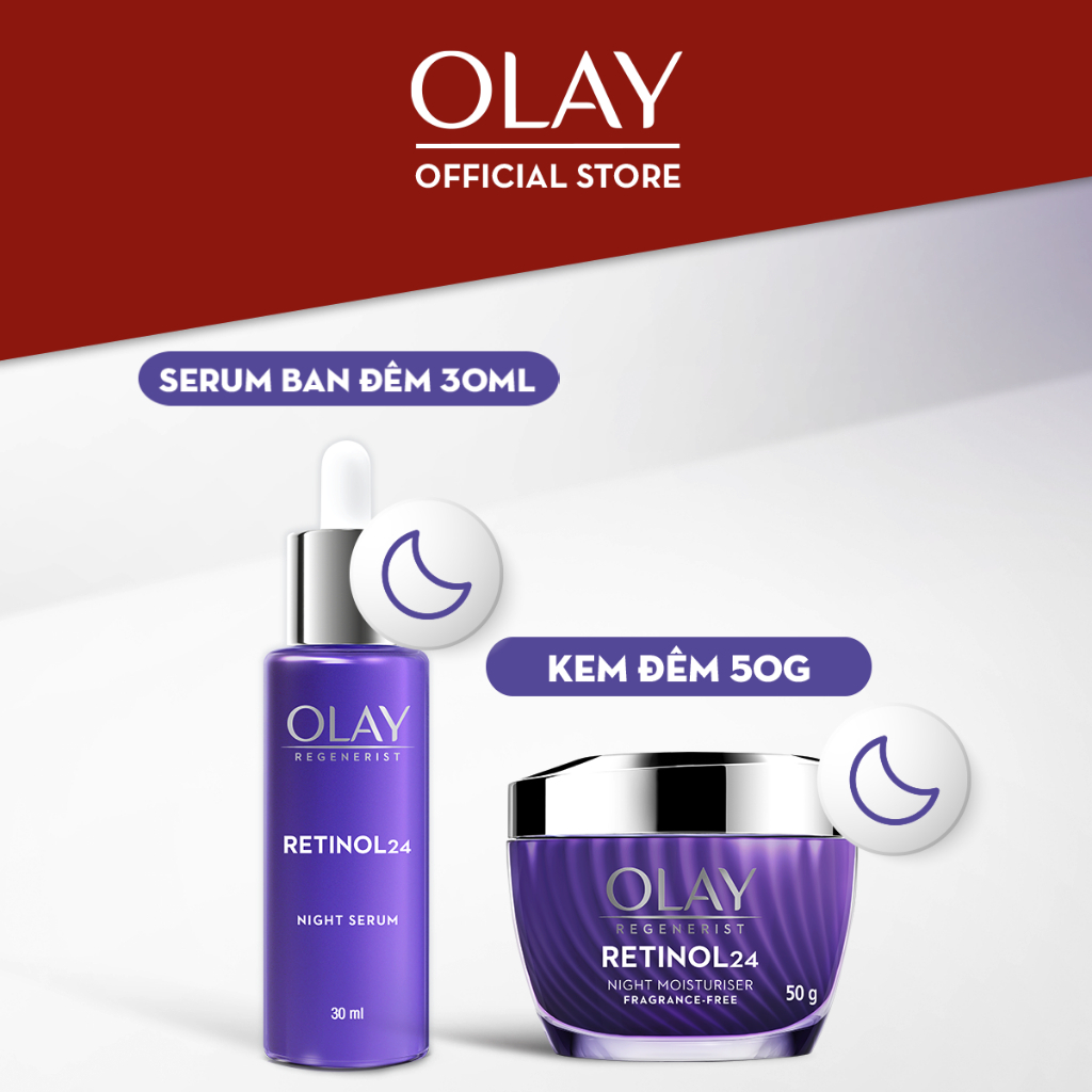 Ảnh Combo 2: Kem Dưỡng Ẩm Ban Đêm + Serum OLAY RETINOL24 Giúp Mờ Nếp Nhăn 50G + 30ML 2