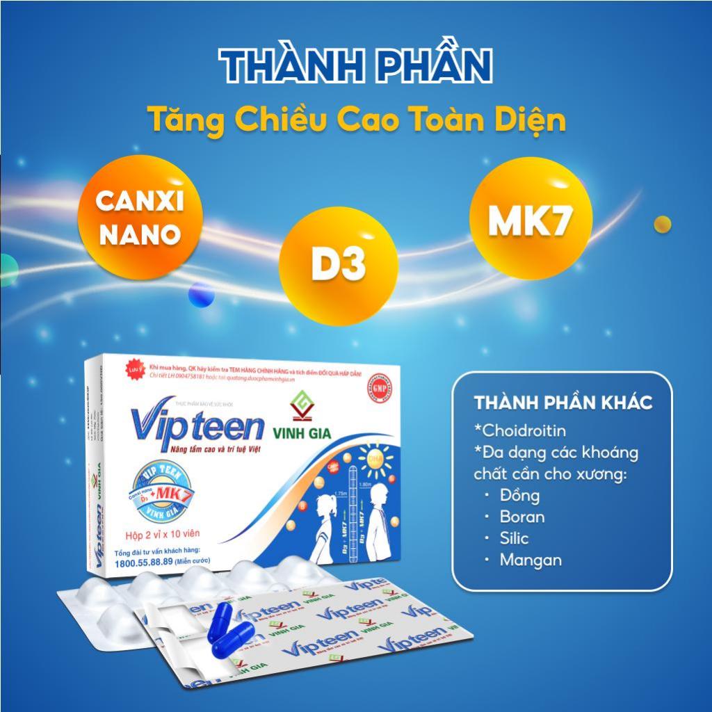 Ảnh Viên Uống Tăng Chiều Cao Vipteen Vinh Gia, Giúp Thể Lực Tốt Cho Trẻ 9 -18 Tuổi (Hộp/ 20v) 2