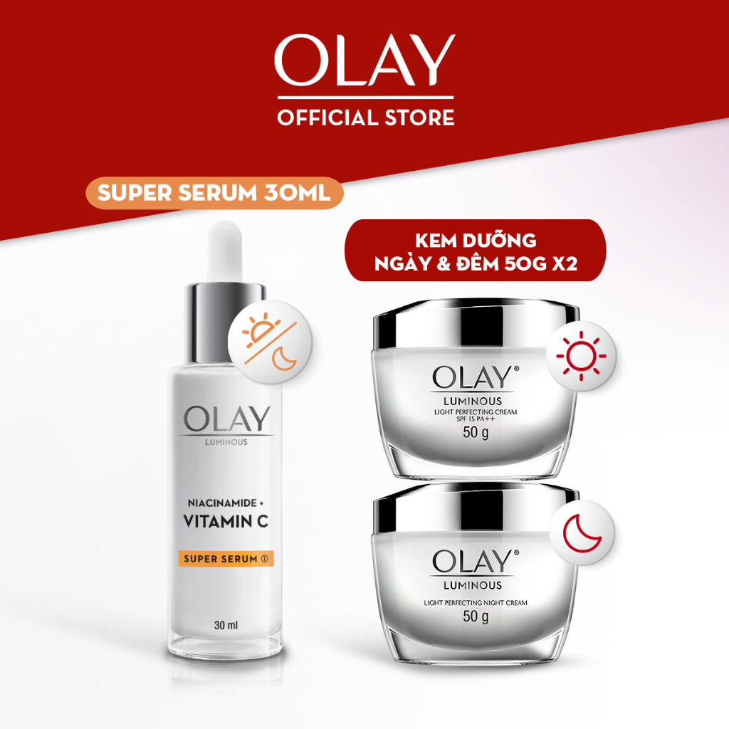 Ảnh Combo 3: Kem Dưỡng Ẩm Ngày, Đêm OLAY LUMINOUS + Super Serum OLAY LUMINOUS NIACINAMIDE VITAMIN C (50G X2 + 30ML) 2