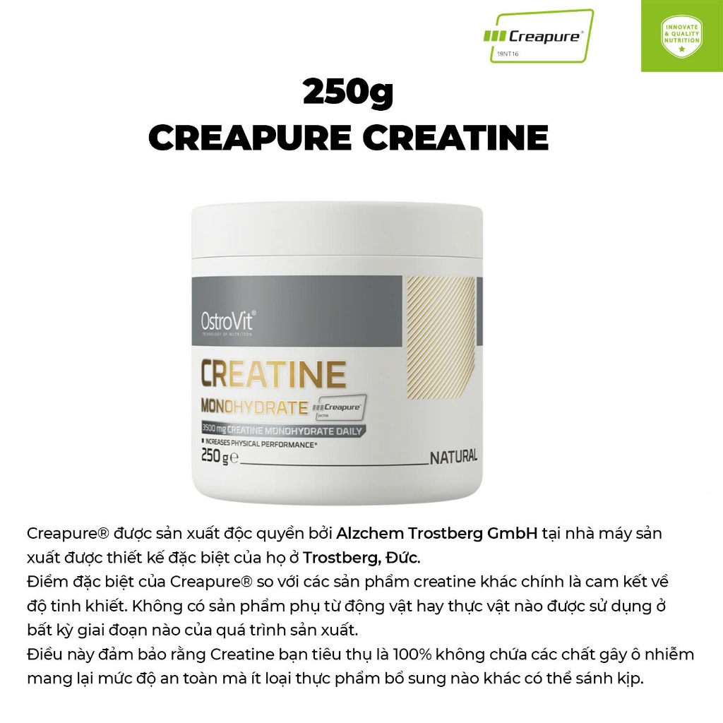 OstroVit Creatine Monohydrate Creapure 250g: Đột Phá Sức Mạnh, Vượt Qua Giới Hạn