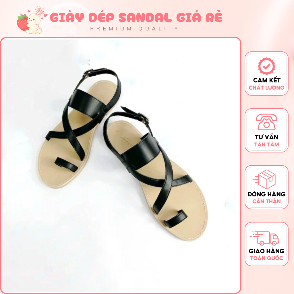 Giày Sandanl Nữ Thời Trang Sandal Nữ Quai Mảnh Da Mềm Giày Chiến Binh Đế Bệt