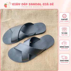 Dép Nam Cao Cấp - Dép Nam Quai Chéo Bản Dây To Màu Đen Thời Trang Đủ Size 37-45