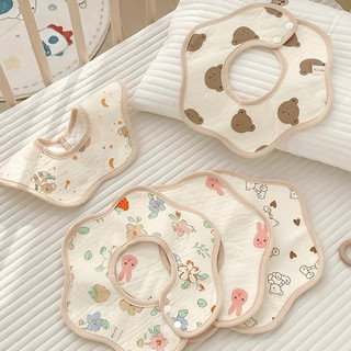 YẾM CHỐNG THẤM xô Muslin 360độ, yếm hoa xoay tròn cho bé thấm hút tốt