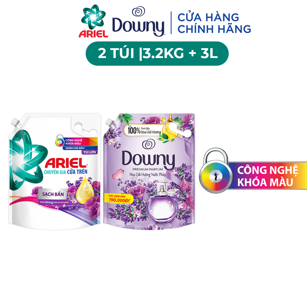 Ảnh Combo Nước Giặt ARIEL Hương Downy Nước Hoa Oải Hương Túi 3.65KG & Nước Xả Vải DOWNY Hương Hoa Oải Hương Nước Pháp Túi 3L 2