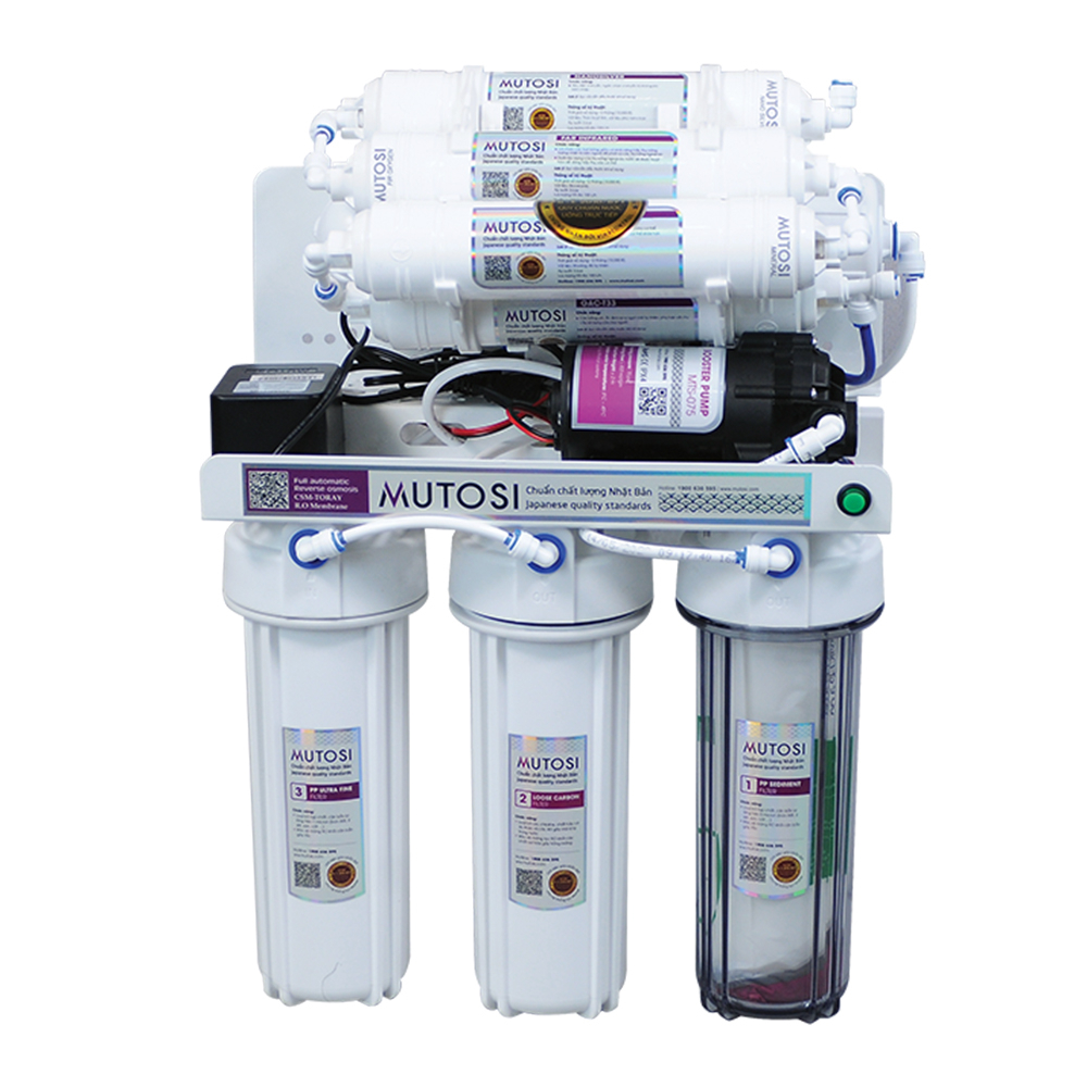 Bộ 3 lõi lọc thô 1 2 3 Mutosi dùng cho máy lọc RO có 3 cốc lọc 10inch (Dòng Thường)
