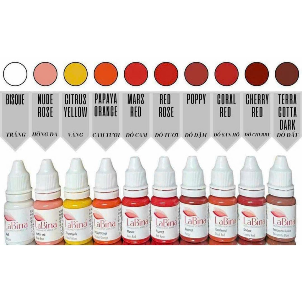 Mực Hữu Cơ LABINA Chính Hãng_Đức_Mực phun xăm_Chai chiết 5ml và Chai full 10ml