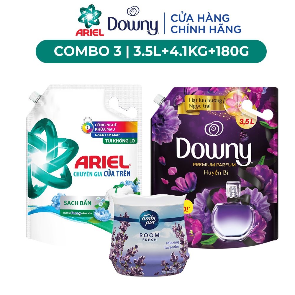 Ảnh Combo 3 Nước Giặt ARIEL Downy Nắng Sớm 4.1KG, Nước Xả Vải DOWNY Huyền Bí 3.5L & Sáp Thơm AMBI PUR 180G Oải Hương 1