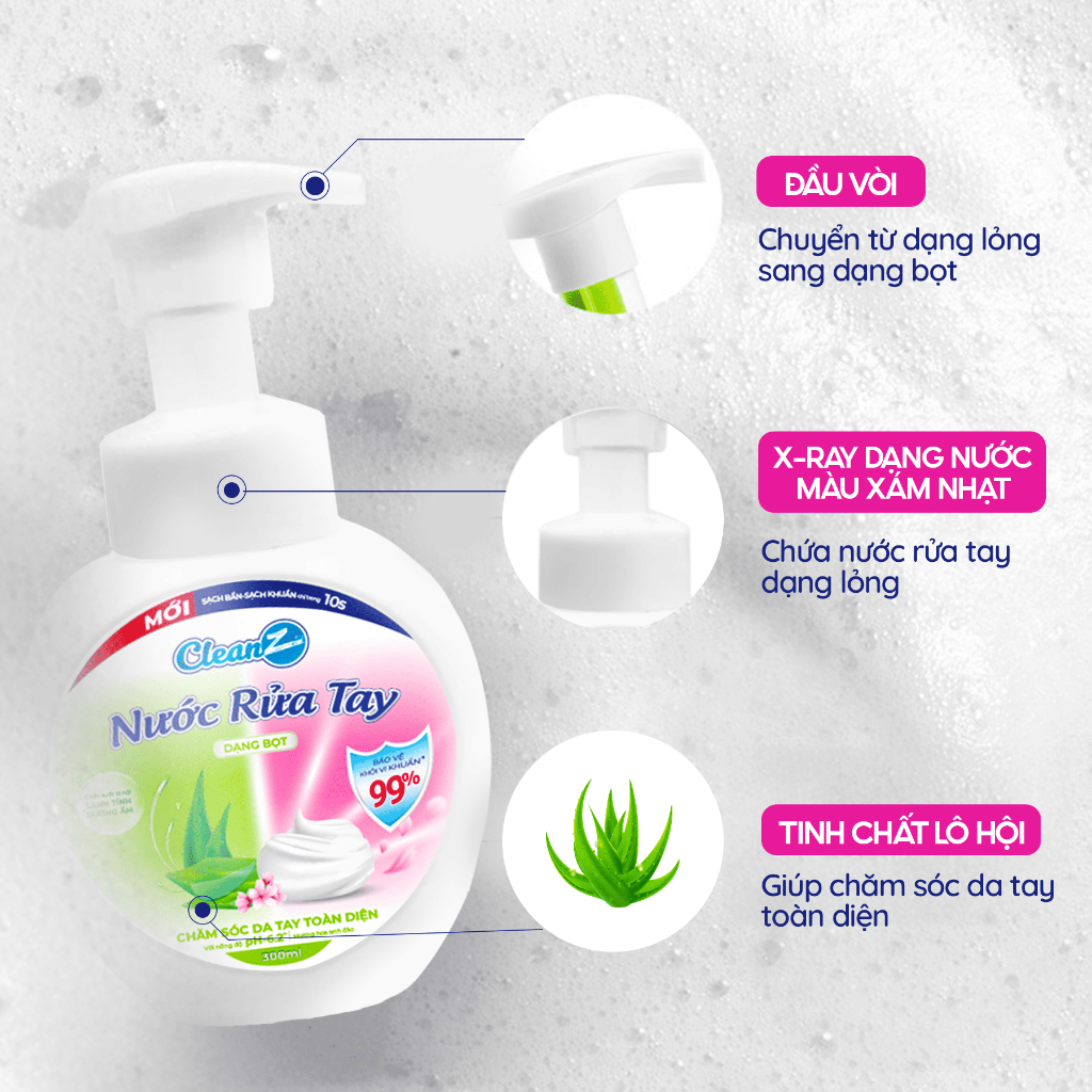 Ảnh Nước rửa tay dạng bọt CleanZ làm sạch, diệt khuẩn, dưỡng ẩm cho da tay dung tích 300ml 4