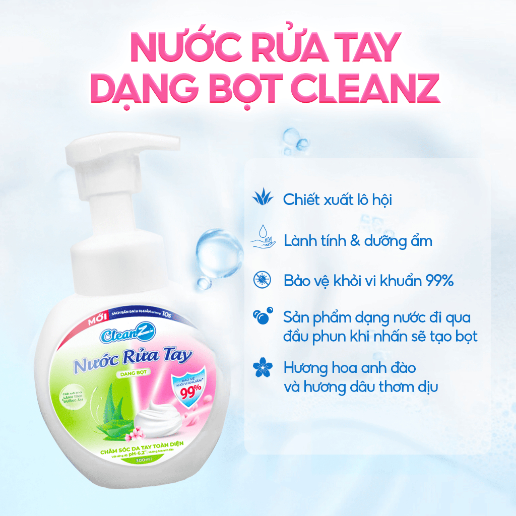 Ảnh Nước rửa tay dạng bọt CleanZ làm sạch, diệt khuẩn, dưỡng ẩm cho da tay dung tích 300ml 2