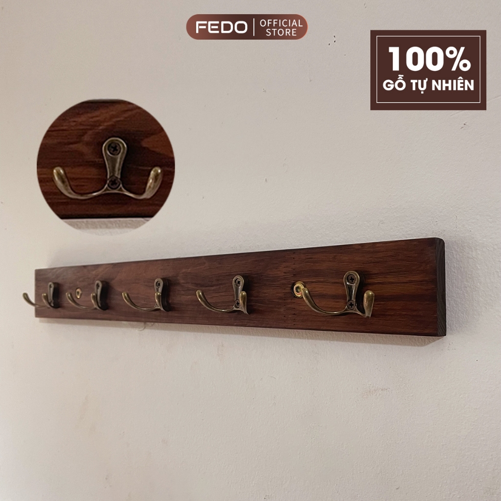 Móc Treo Quần Áo Gắn Tường Màu Nâu Rustic Trang Trí Homestay Nhiều Kích ...