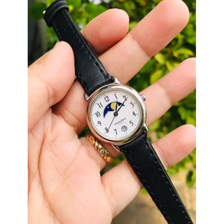Đồng Hồ Nữ Citizen Mặt Trăng Sao Có Lịch Vỏ Thép Dây Da Size 24/25mm