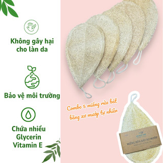 COMBO 5 MIẾNG RỬA BÁT(giọt nước, size M) xơ mướp tự nhiên KB Ecolife rửa sạch chén bát