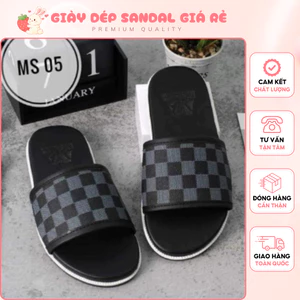 Dép Nam Cao Cấp Dép Quai Ngang Hoạ Tiết Caro Nổi Bật Đế Chống Trơn Trượt Đi Êm Chân Size 37-45