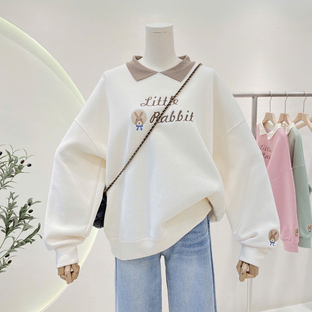 Áo polo thêu thỏ cho bé gái size đại BEESHOP áo thu đông cho bé gái D25025