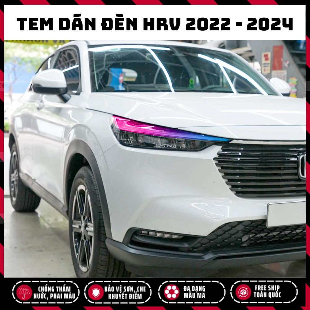 Tem dán đèn HRV 2022 - 2024, Tem Logo Sticker trang trí dán mọi dòng xe, chống thấm nước, chống phai màu