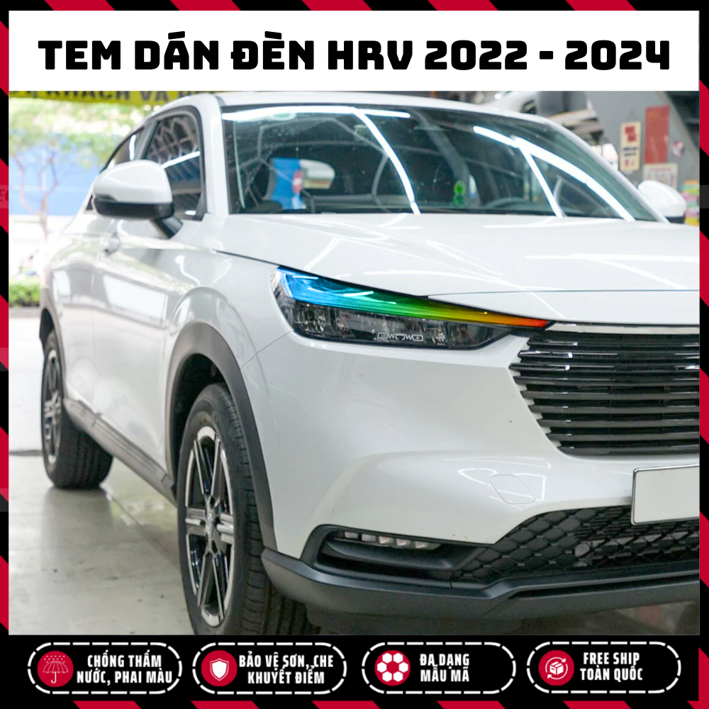 Tem dán đèn HRV 2022 - 2024, Tem Logo Sticker trang trí dán mọi dòng xe, chống thấm nước, chống phai màu