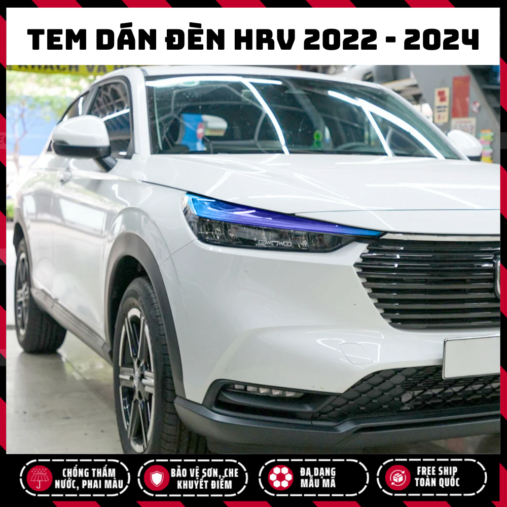 Tem dán đèn HRV 2022 - 2024, Tem Logo Sticker trang trí dán mọi dòng xe, chống thấm nước, chống phai màu