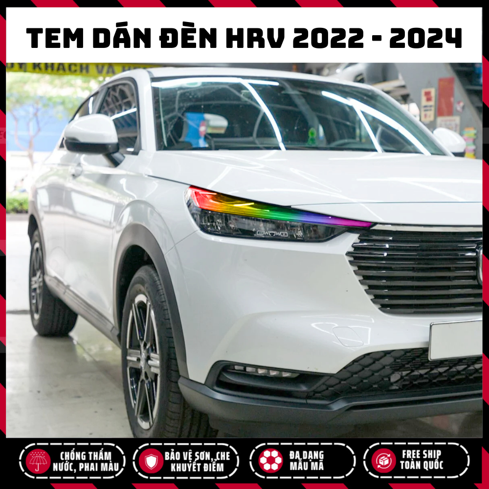 Tem dán đèn HRV 2022 - 2024, Tem Logo Sticker trang trí dán mọi dòng xe, chống thấm nước, chống phai màu