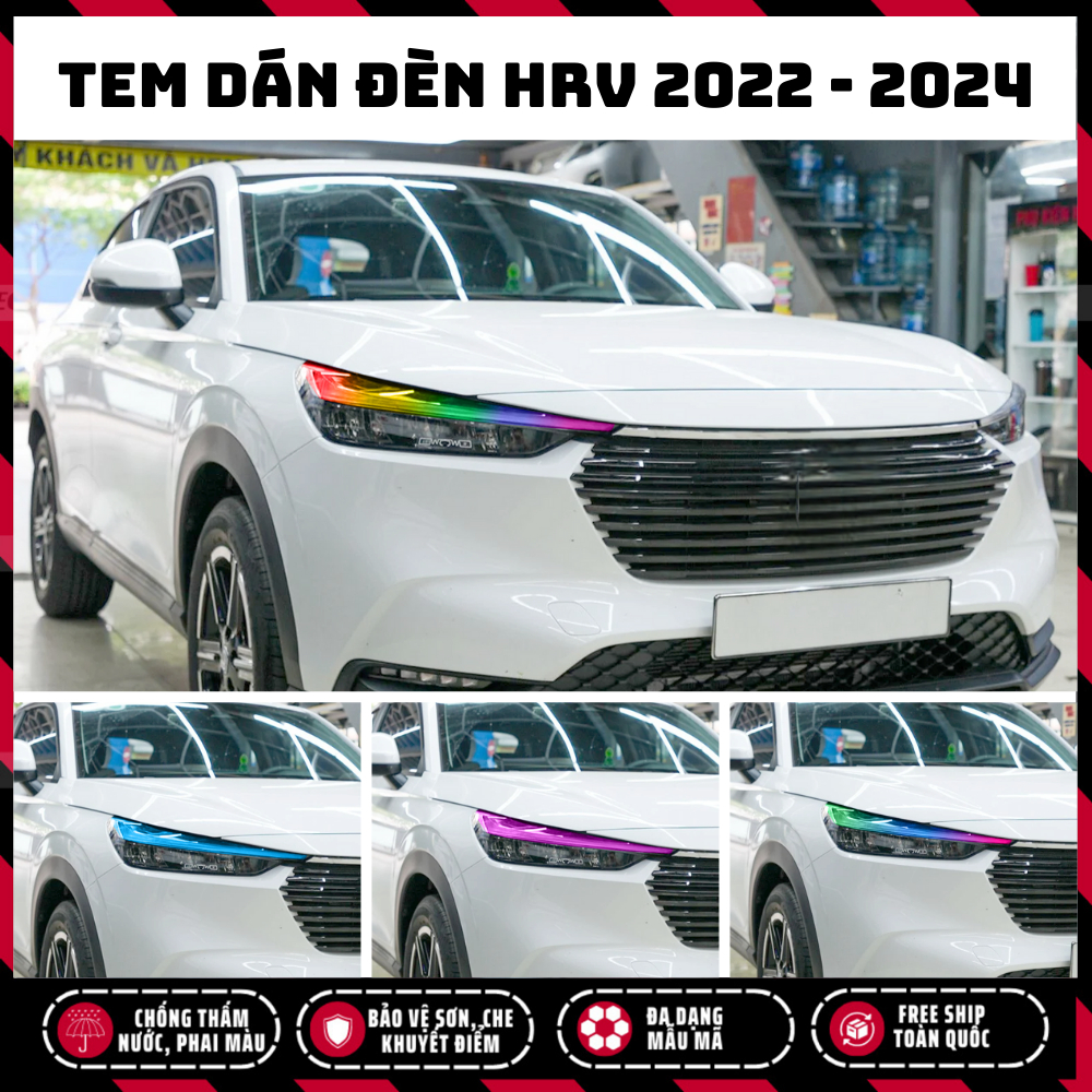 Tem dán đèn HRV 2022 - 2024, Tem Logo Sticker trang trí dán mọi dòng xe, chống thấm nước, chống phai màu