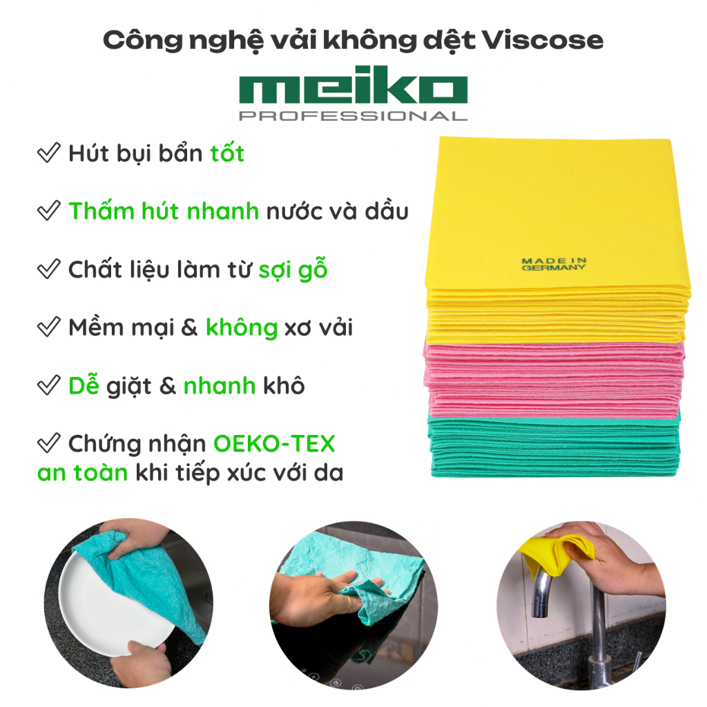 Ảnh Khăn Lau Đa Năng MEIKO ĐỨC 38x38cm Khăn Lau Bếp Cỡ Lớn, Siêu Thấm Hút Nước, Mềm Mịn, Khăn Lau Kính, Khăn Lau Ô Tô 3