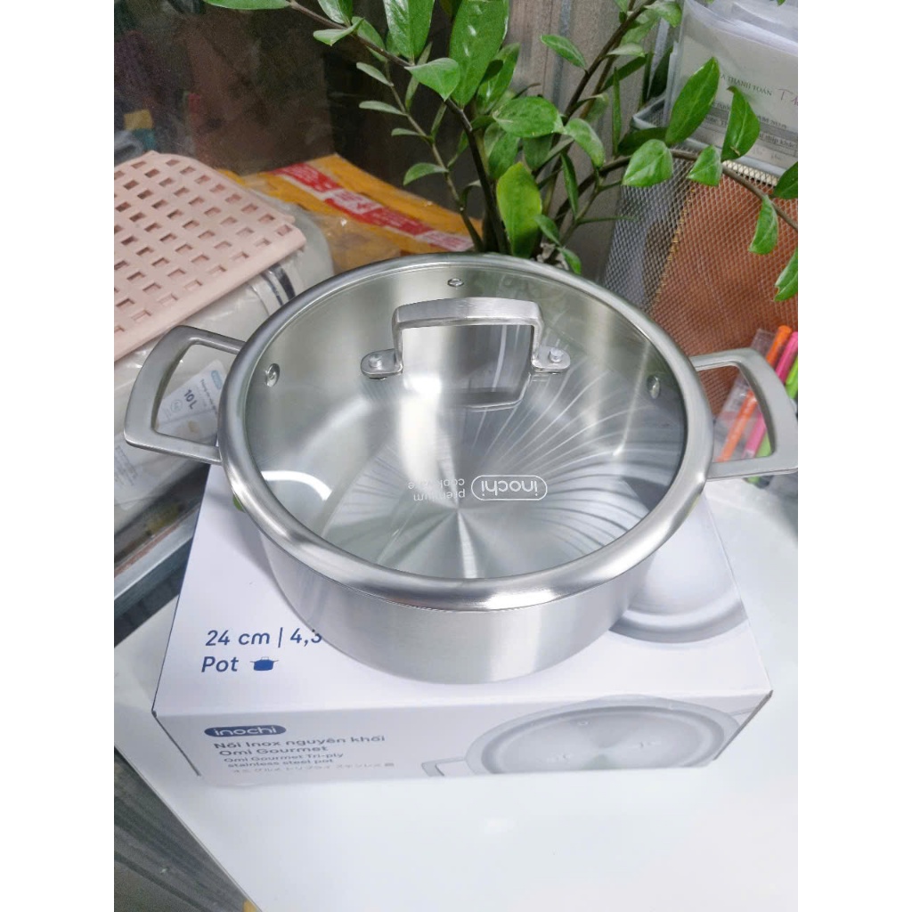 Nồi inox nguyên khối Omi Gourmet INOCHI siêu dày dặn, dùng được cho bếp từ và mọi loại bếp size 20cm và 24cm