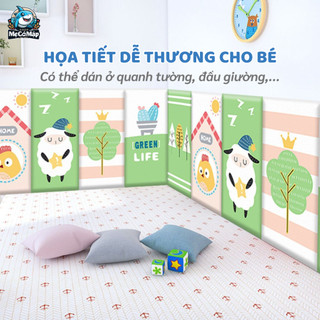Xốp Dán Tường Chống Va Đập Cho Bé, Miếng Xốp Dán Đầu Giường 3D Hình Hoạt Hình Ngộ Nghĩnh Set 6 Tấm