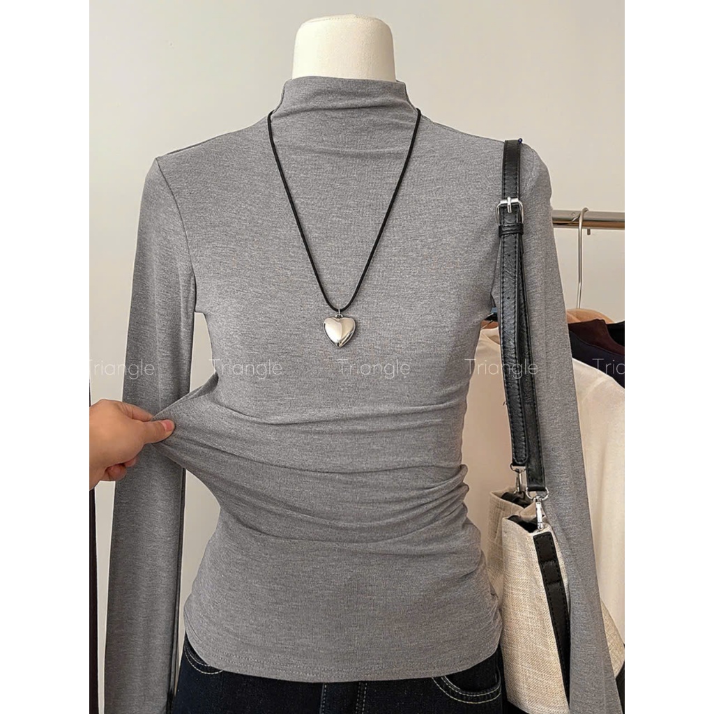 Triangle - Winter long sleeved shirt (Cân nhắc kỹ, return is not welcomed)- Áo thun dài tay Hàn Quốc cổ cao