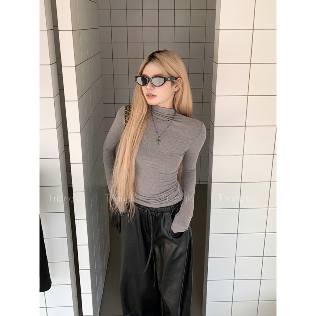Triangle - Winter long sleeved shirt (Cân nhắc kỹ, return is not welcomed)- Áo thun dài tay Hàn Quốc cổ cao