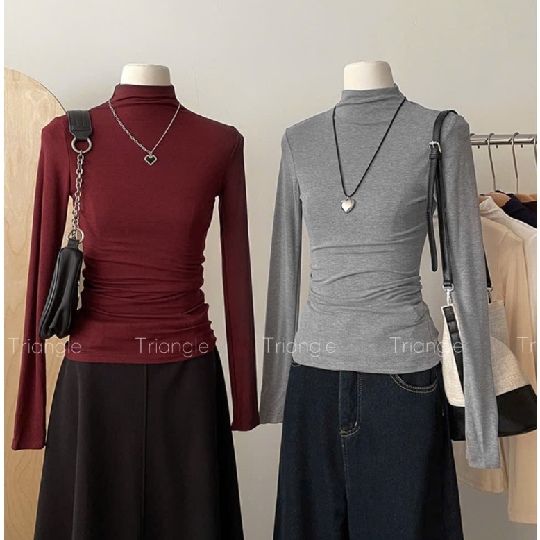 Triangle - Winter long sleeved shirt (Cân nhắc kỹ, return is not welcomed)- Áo thun dài tay Hàn Quốc cổ cao